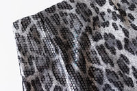 Leopard Print Skirt A- Line Skirt Heavy Industry Glitter