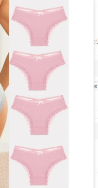 Threaded Cotton Cute Bowknot Low Waist Lace Edge Women's Underwear