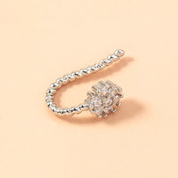 Miniature Zircon Rhinestone studs simple creative round flower nose ring accessories female