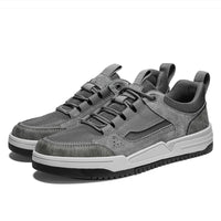 Low-cut Pigskin Mesh Men's Board Shoes Front Lace-up