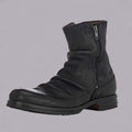 Round Toe Retro Side Zipper Thick Heel Casual Men's Short Boots