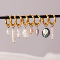 Stylish 18K Gold Stainless Steel Pearl Pendant Earrings