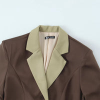 Womens Casual Irregular Hem Patchwork Blazer