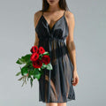 Sexy Backless Contrast-Colored Lace Camisole Nightgown Skin-Friendly Soft Loungewear