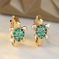 Fashionable Best-Selling Full-Crystal Color Zircon Turtle Earrings