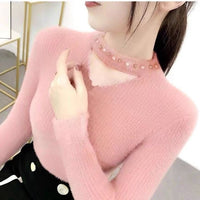 Lace Collar Hollow-out Rhinestone Pullover Sweater