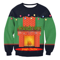 Santa Claus Elk Long Sleeved Round Neck Loose Top