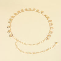 Gold Simple Hollowed-out Round Pendant Waist Chain Ladies Sweet Cool Everything Metal Body Chain Jewelry