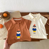Boy's Cartoon Western Style Striped Short Sleeve