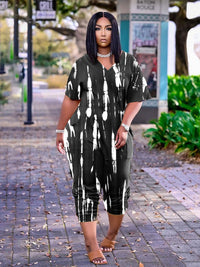 Casual Fashion Fat Woman Women's Tie-dyed Jumpsuit