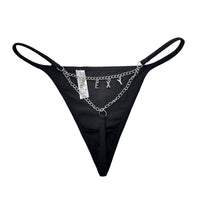 Chain V Pants Sexy Black Panties Women's Metal Thong