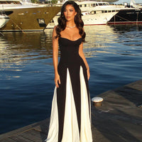 Strap Contrast Color Dress Chiffon Skirt Summer Holiday Women