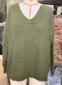 V-neck Loose-fitting Long-sleeve Sweater For Fall And Winter