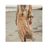 Womens Stylish V-Neck Long-Sleeve Dress