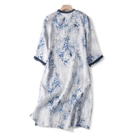 Commuter-style Loose Top For Women Cotton-linen Slimming Tea Gown