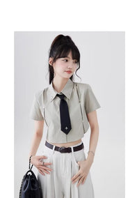 Women's Summer Star Tie Design Short-sleeved Shirt