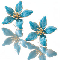 Sweet Temperament Oil-spot Glaze Flowers Ear Studs