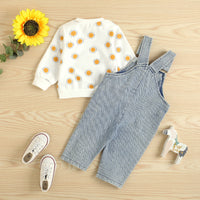 Printed Small Sun Rib Neckline T-shirt Denim Strap