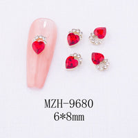 Glass New Year Nail Ornament Red Bow Accessories