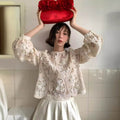 Fashionable Lace Blouse High-end Hollow Top