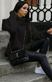 Turtleneck Long Sleeve Sweater Coat Mid-length Sweater