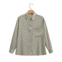 Women's Satin-textured Retro Chain Print Loose Shirt