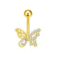 Personalized Zircon Butterfly Round Belly Button Ring