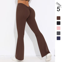 Solid Color Sanding V Waist High Waist Hip Lift Loose Casual Wide-leg Pants