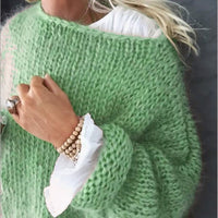 Womens Fashionable Loose Casual Knitted Sweater