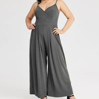 Solid Color Straight Strap Casual Jumpsuit