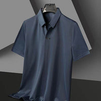 Summer High-grade T-shirt Business Lapel Seamless Scissors Collar Loose Elastic POLO
