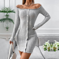 High-waisted Body-hugging Off-shoulder Womens Dress