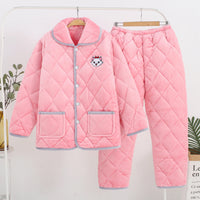 Women's Fashion Coral Fleece Three-layer Thickened Fleece-lined Warm Loungewear