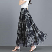 Retro Ink-Print Plus-Size Skirt For Women