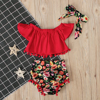 Girl's Short Sleeve Strapless Solid Top