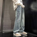 Mens Flared Loose High-Street Straight-Leg Pants