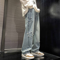 Mens Flared Loose High-Street Straight-Leg Pants