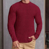 Casual Solid Color Round Neck Pullover Long-sleeved T-shirt