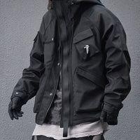 Mechanical Style Multi-pocket Loose Casual Hooded Jacket