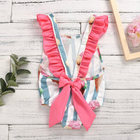 Cartoon printed lace up jumpsuit