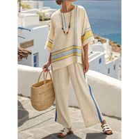 Loose Casual Womens Fashionable Beach Vacation Two-Piece Set