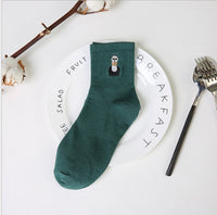 Japanese and Korean Harajuku Cartoon Embroidered Socks Creative Men and Women Couple Socks Cotton Socks