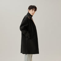 Korean Style Woolen Coat Long Lapel Fashion Solid Color