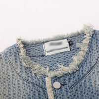 Washed And Worn Raw Edge Cat Beard Denim Coat