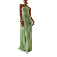 Women's Pleated Tube Dress Elegant Sleeveless Pleating
