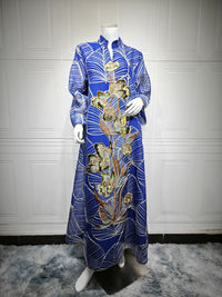 Womens Fashion Mesh Embroidered Long-Sleeve Dress