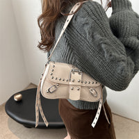 Leopard Print Personalized Design Motorcycle Shoulder Crossbody Underarm Baguette Women's Bag
