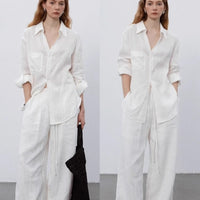 White Linen Shirt Women's Summer Thin Loose Top