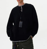 Men's Loose And Versatile Niche Designforward Henley Knit Sweater