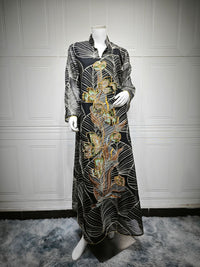 Womens Fashion Mesh Embroidered Long-Sleeve Dress